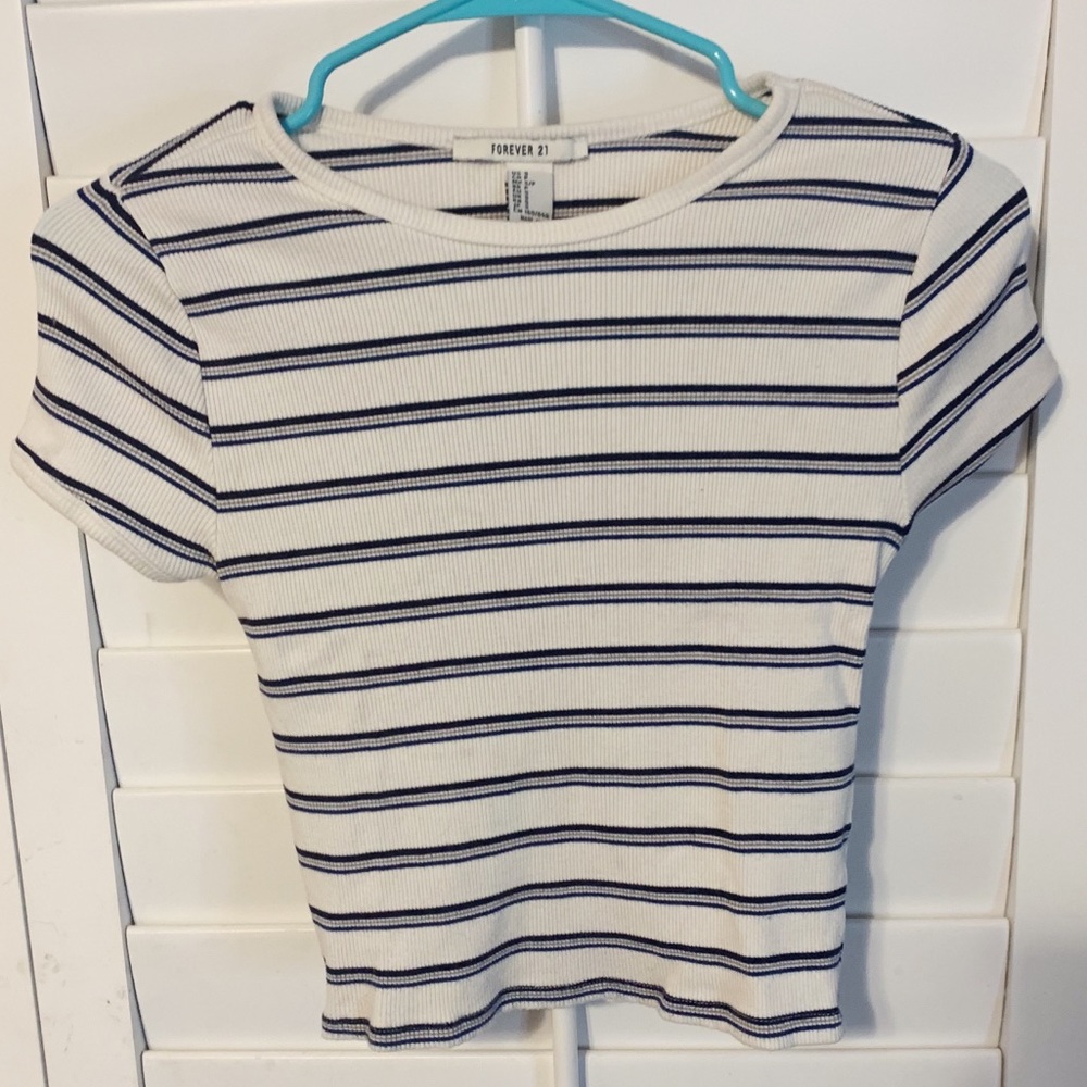 White stripped crop top